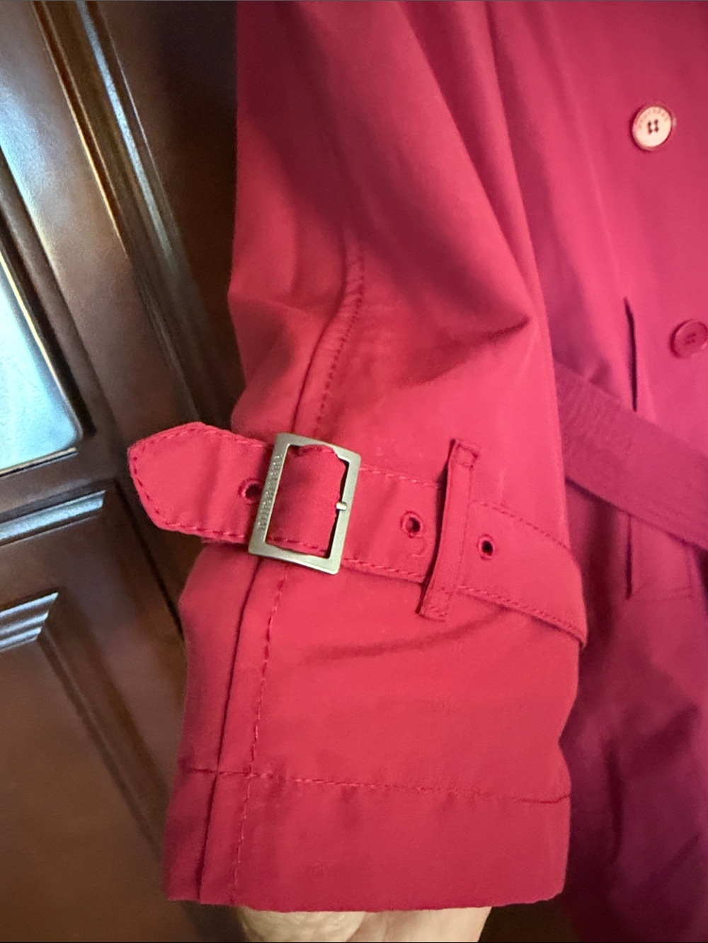 Burberry Cranberry Double-Breasted Trench Coat with Belt - Picture 6 of 9